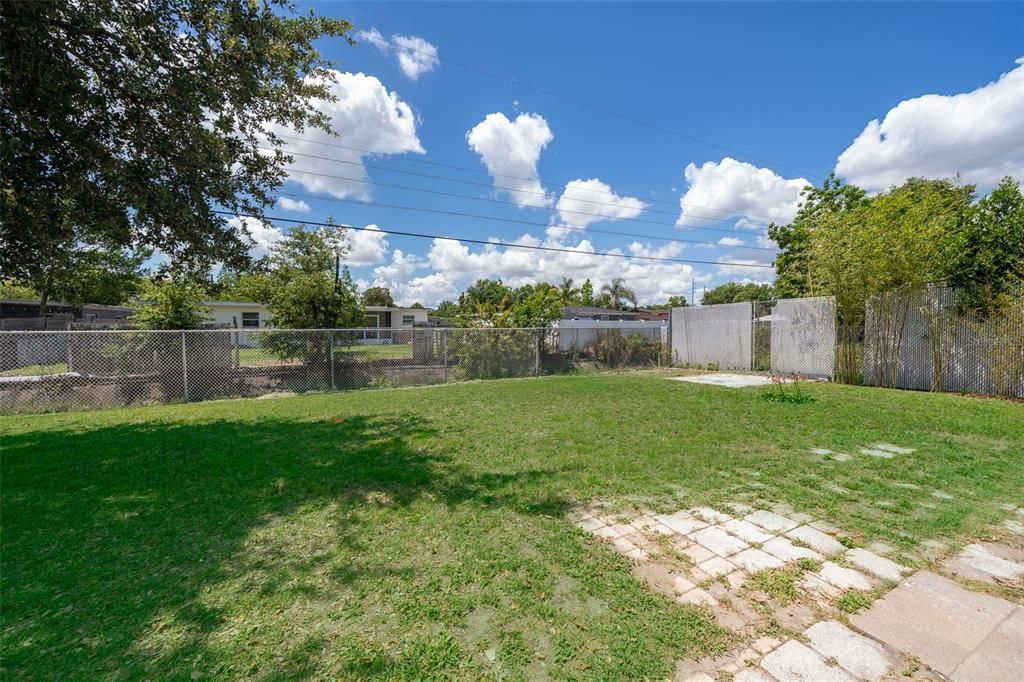 Large fenced backyard