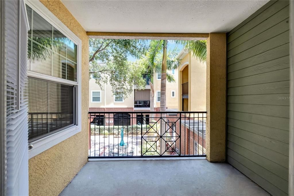 Balcony overlooking courtyard