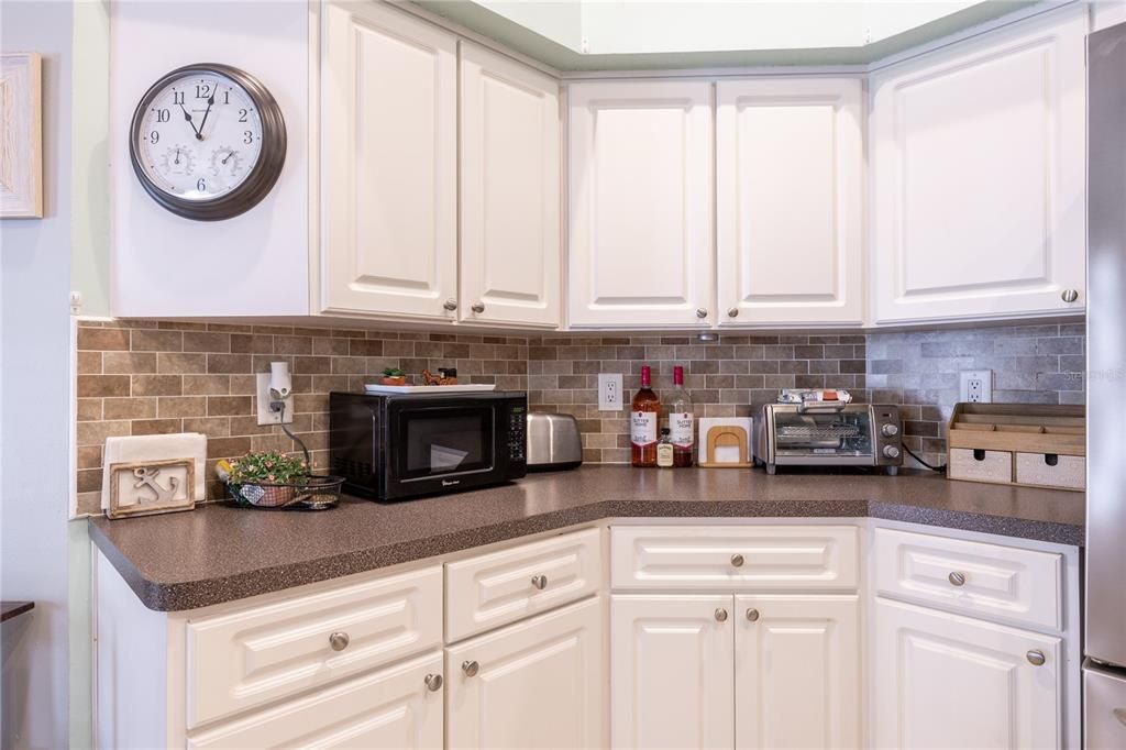 Additional counter space perfect for a coffee bar!