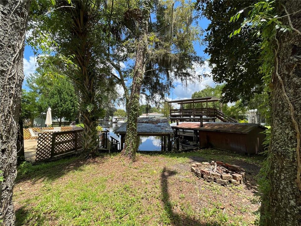 Boathouse and backyard.