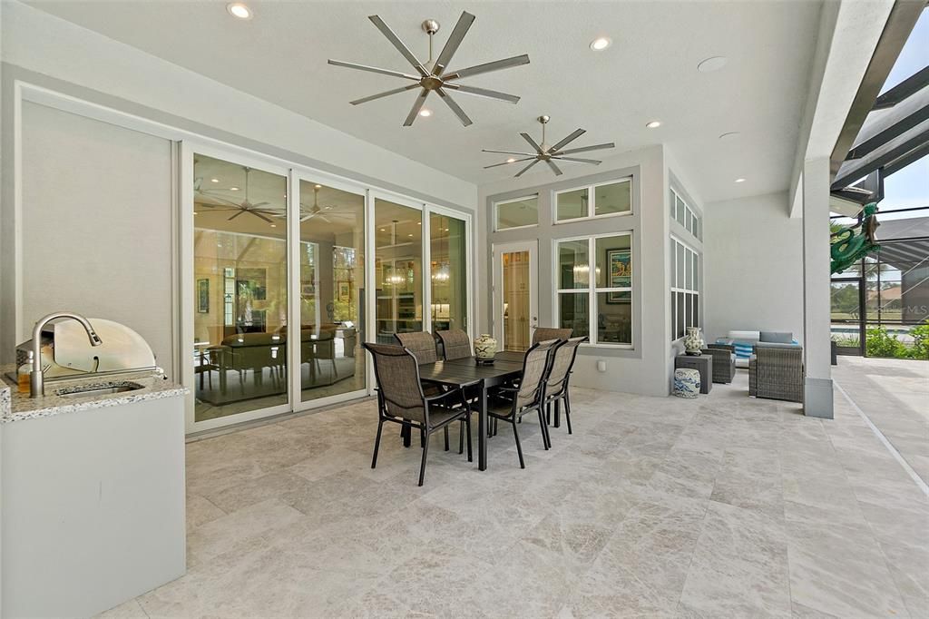 Lanai w/Tile Flooring & Custom Ceiling Fans