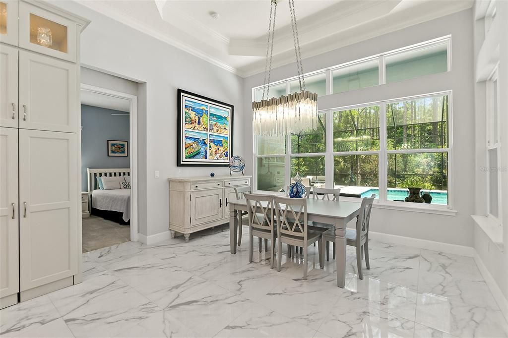 Dining Room with Custom Tray Ceiling & Crown Molding