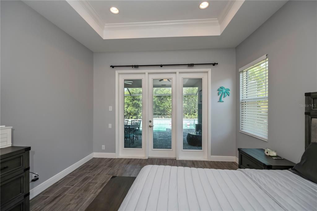 Master suite with French doors to the pool