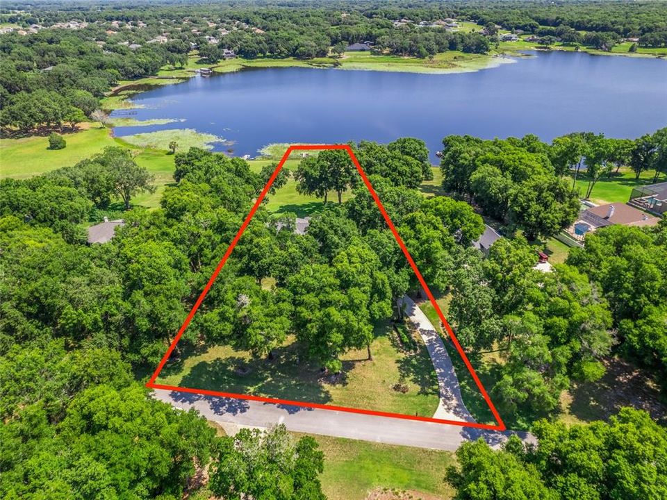 Aerial view looking toward spring-fed Lake Myrtle