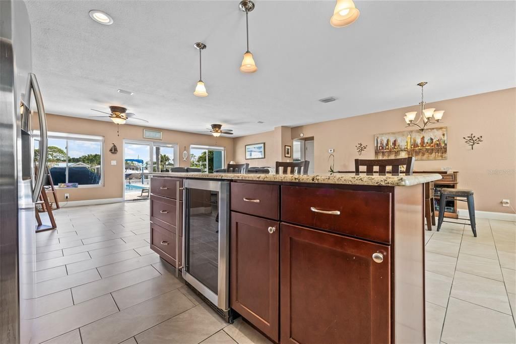 Kitchen Island with Wine Refrigerator