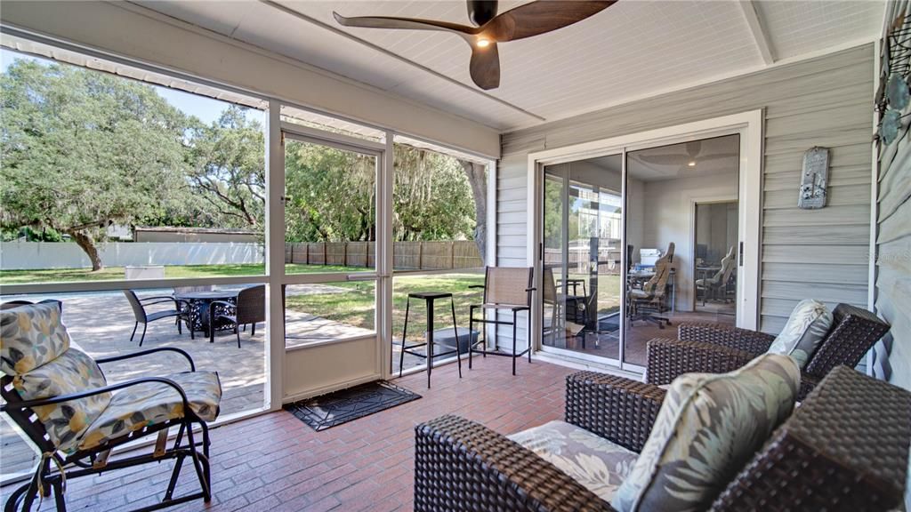 Screened in Lanai showing sliding door to master bedroom