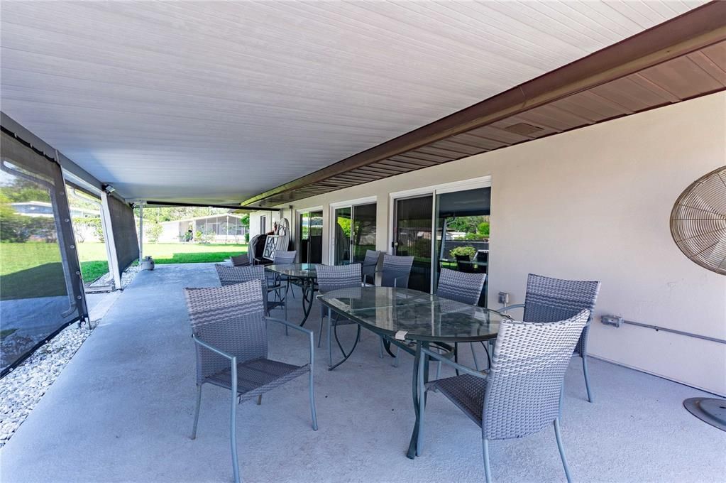 Patio off club house overlooks the pool.