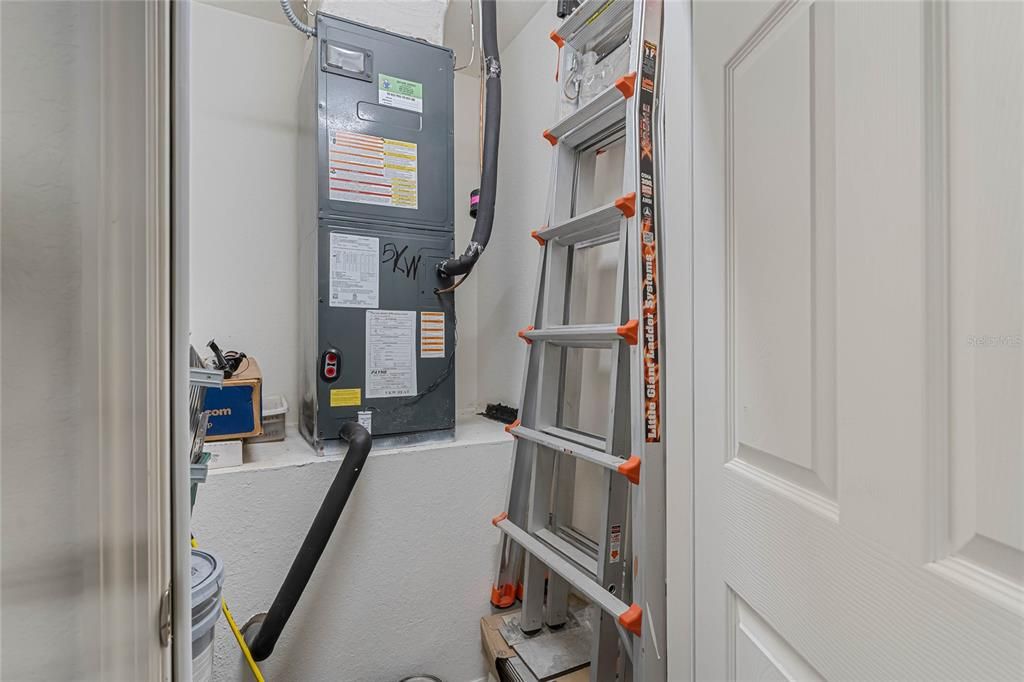 Air handler and Storage Room in Garage