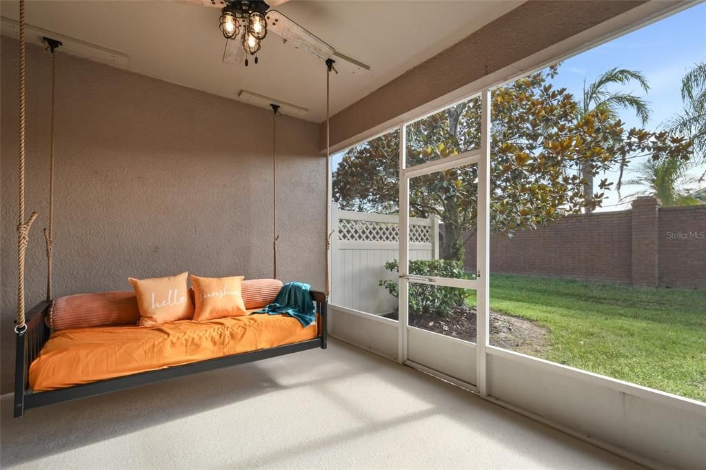 Relax on the enclosed porch