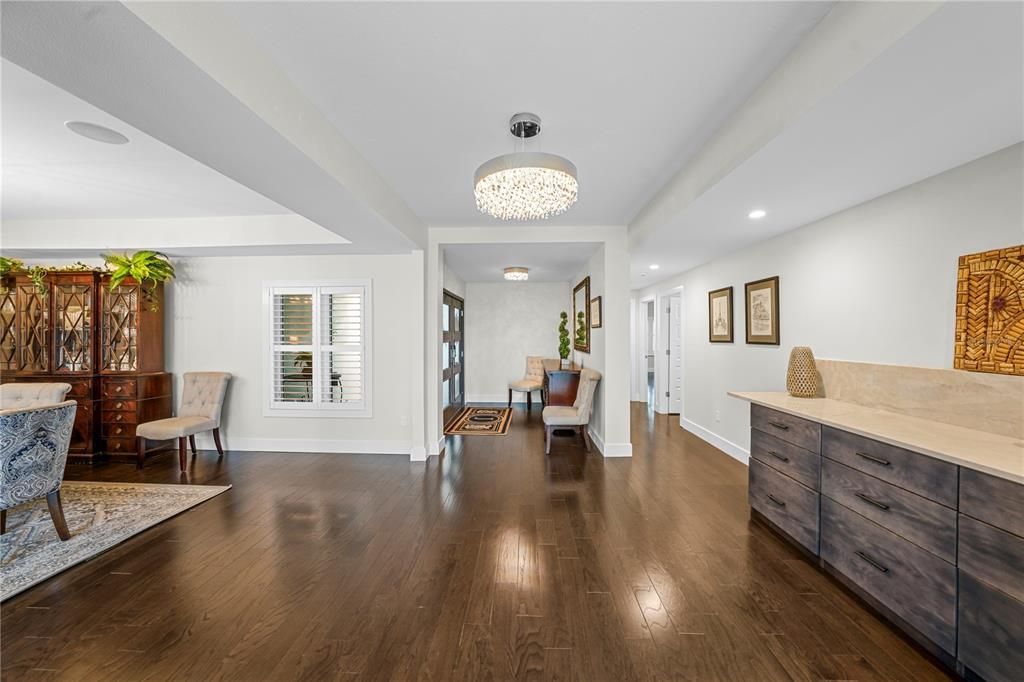 Interior foyer exemplifies defined spaces within the open floor plan