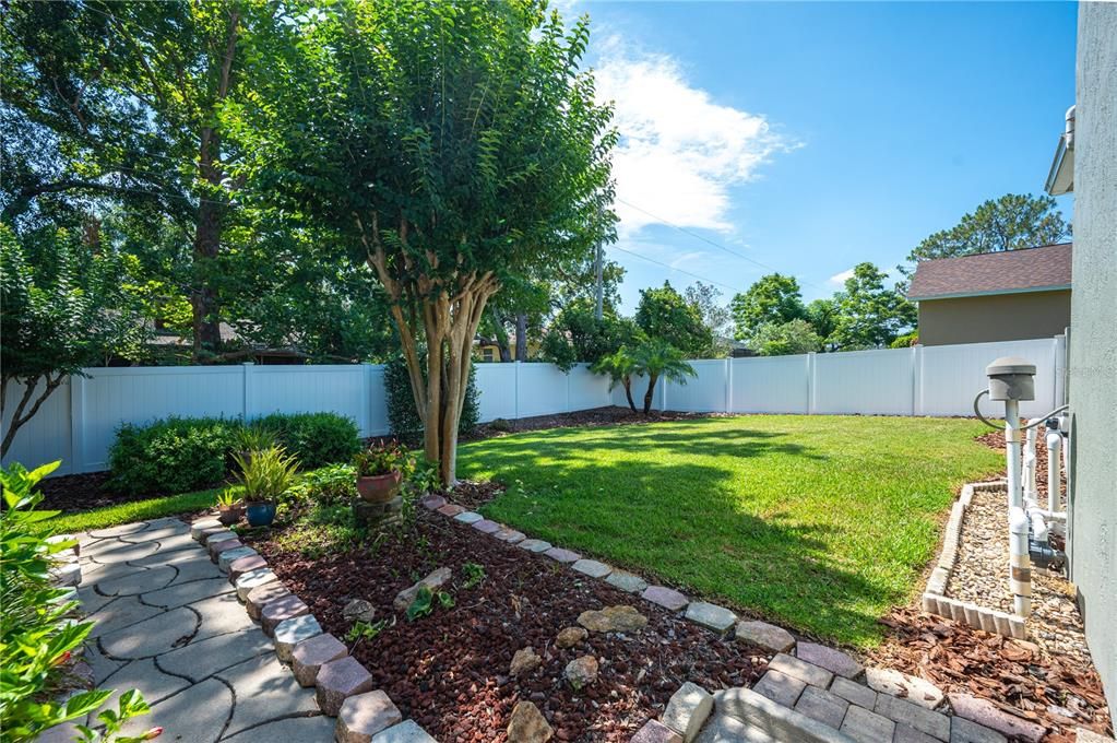 Nicely landscaped backyard