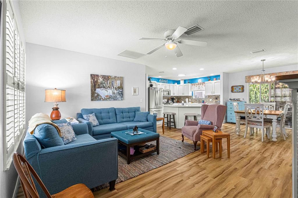 View of the Living Room, Dining Room and Kitchen as You Step Inside the Front Door