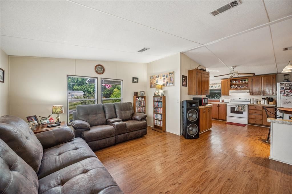 Open floor plan, living room kitchen combo