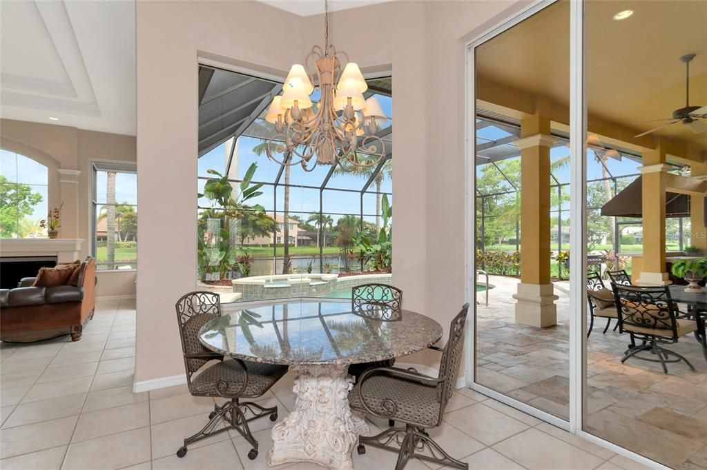 Breakfast nook overlooking the pool.