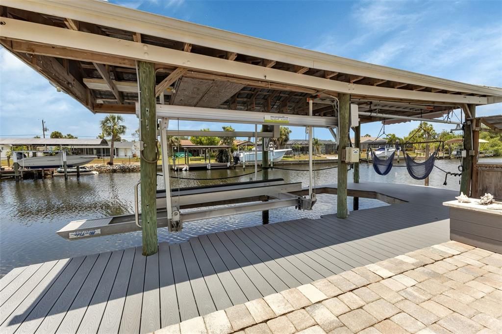 10,000lb covered boat lift. All that is missing is YOUR boat.