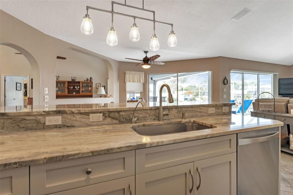 Stainless steel deep kitchen sink.