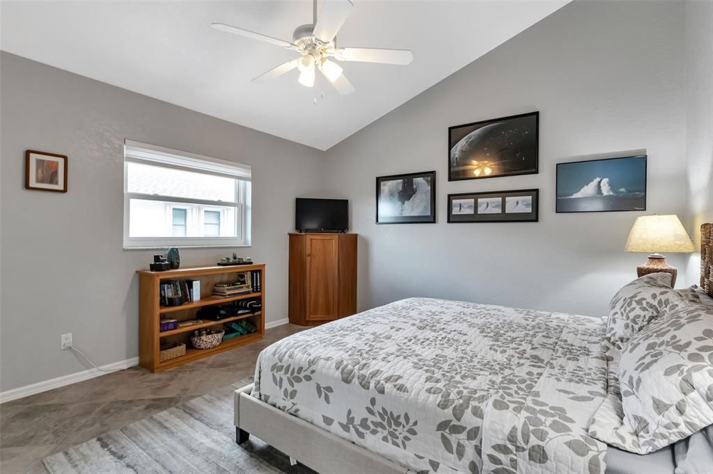 Guest bedroom is oversized with dual built in closets.