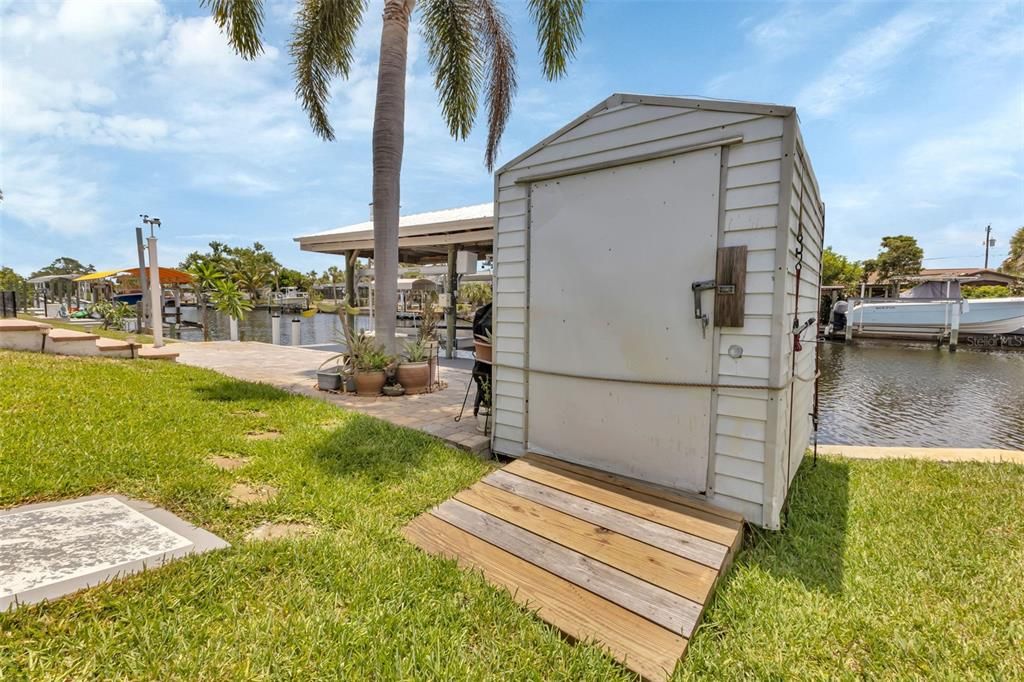 Shed for extra storage.