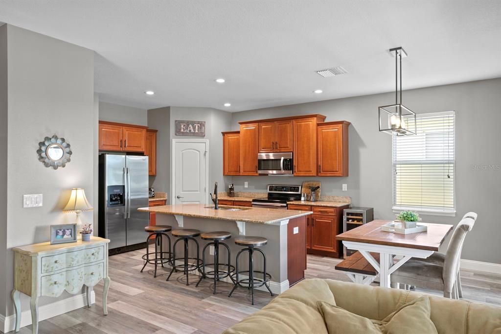 Large kitchen and casual dining area