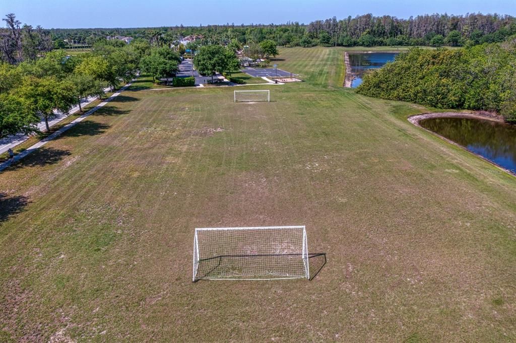 Community soccer field and cricket pitch field