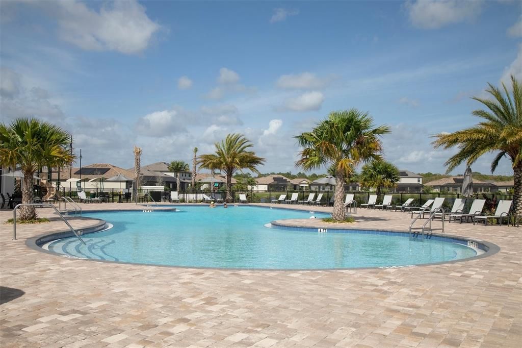 Great community pool with generous lounging areas