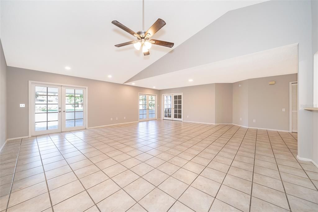 Living/Dining Facing Primary Bedroom and Rear Screened Patio