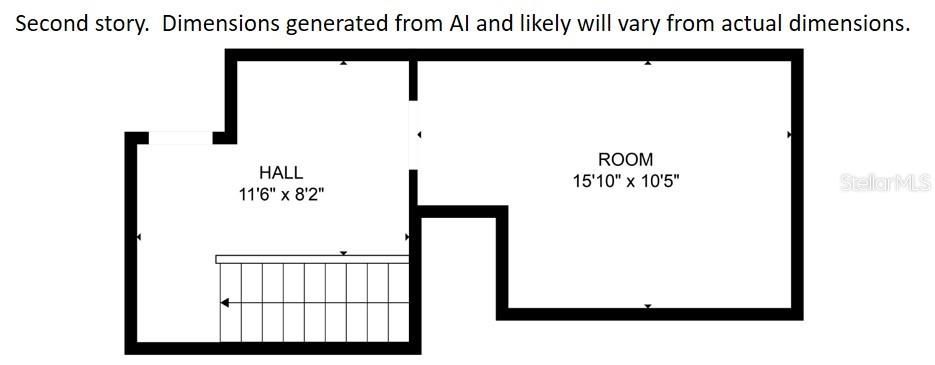 Estimated second level floor plan