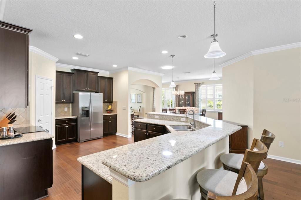 Thick granite counters in the kitchen