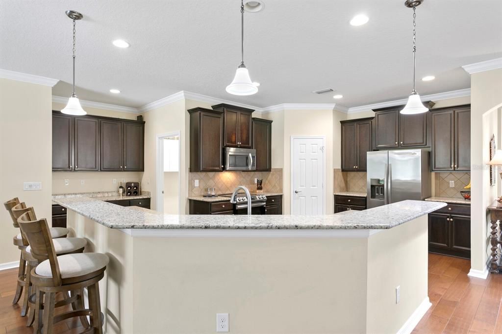 Massive breakfast bar with seating up to 12