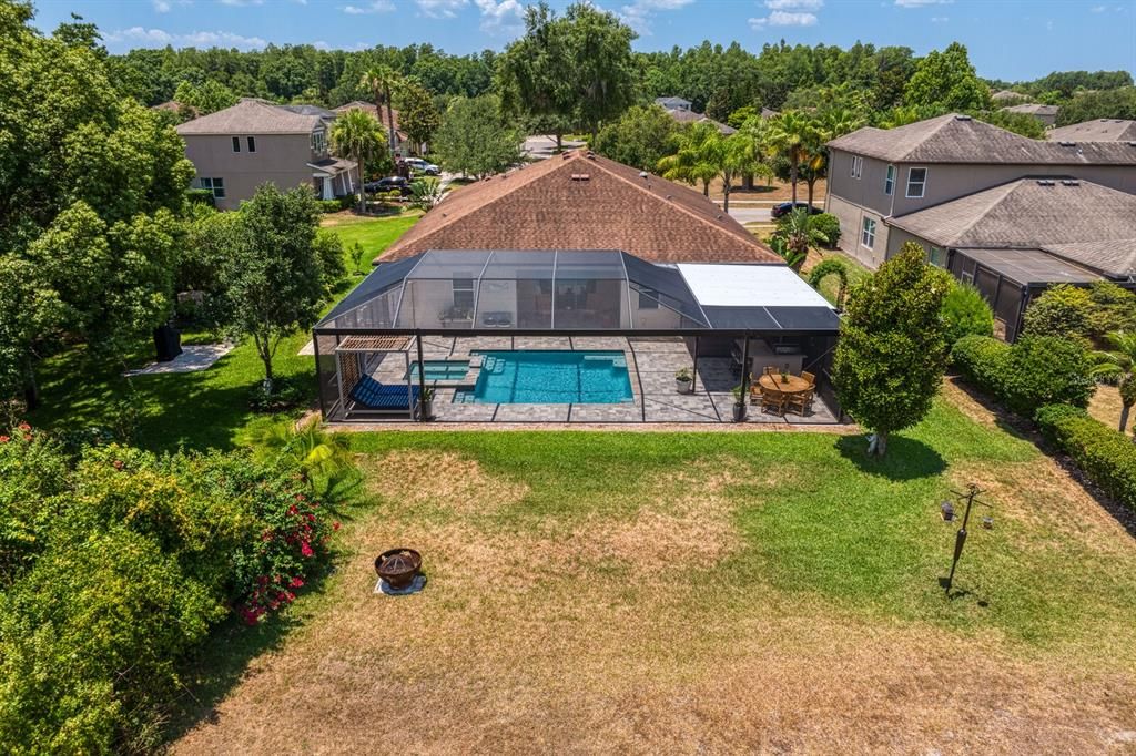 Aerial view of the backyard