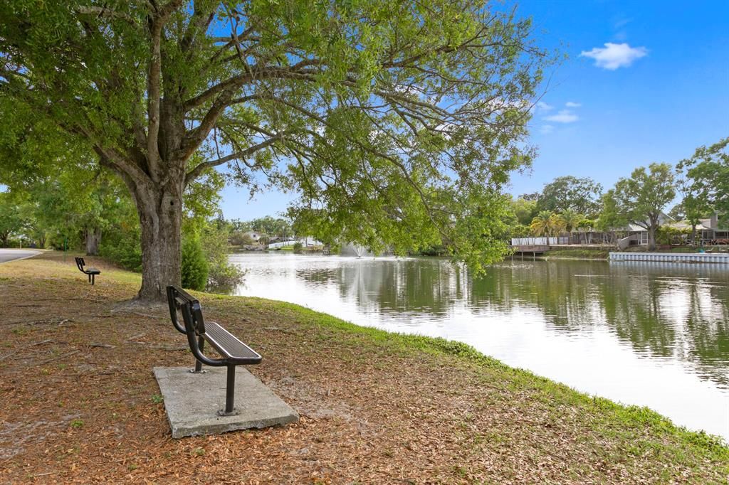 Enjoy water views along the community lake