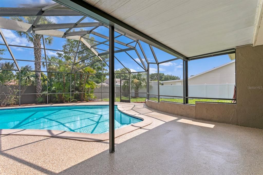 Views of the private pool from the covered rear patio