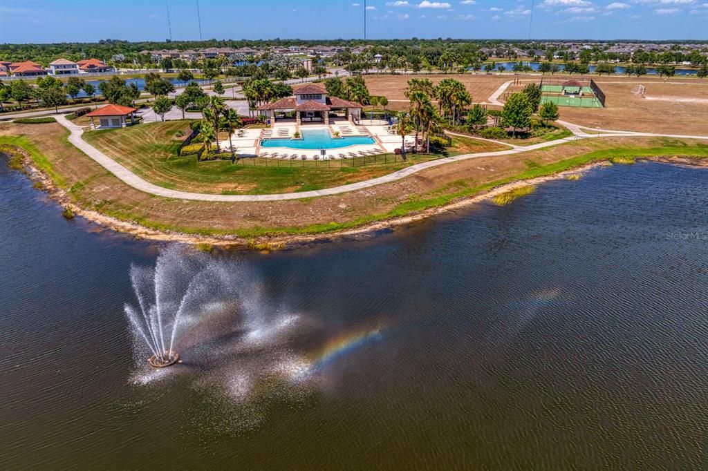 Fountain in the community lake