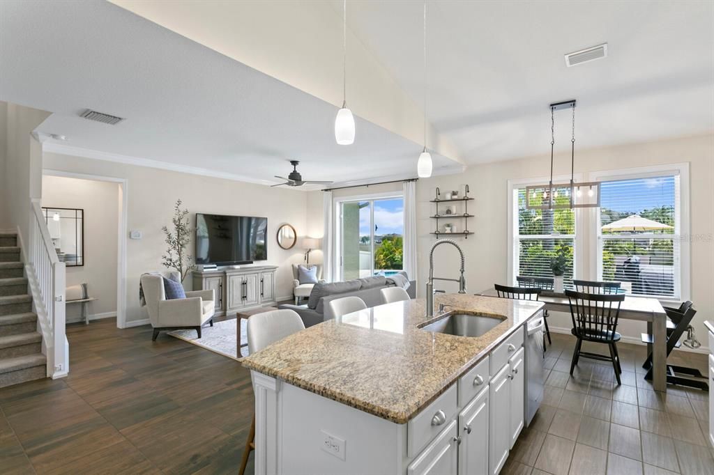 Views from the kitchen looking towards the family room