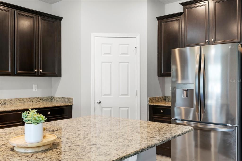 Closet pantry and French door refrigerator