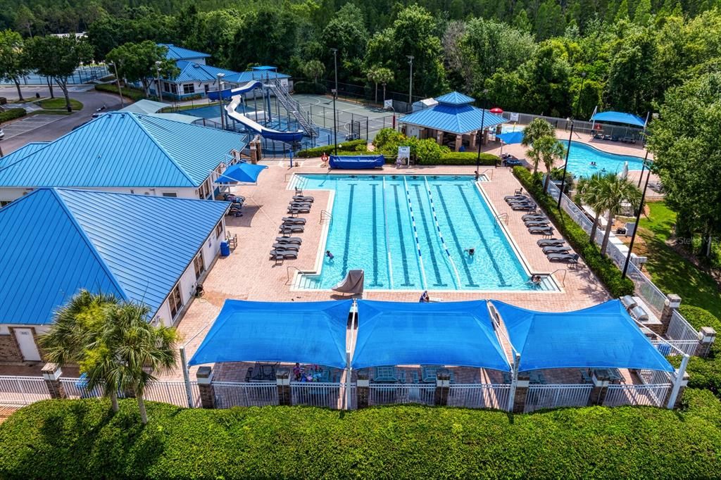 Swim laps in the main pool