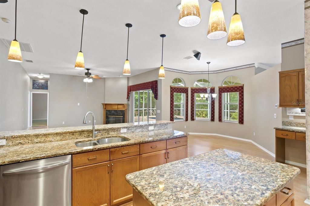 Views from the kitchen towards the dinette and family room