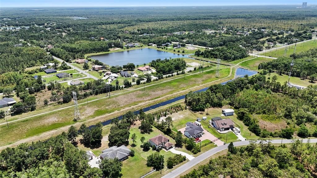 Aerial from the side of the house