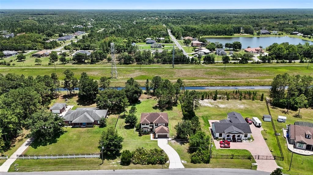 Aerial from front of the home