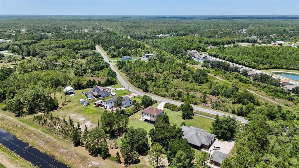 Aerial from behind the house