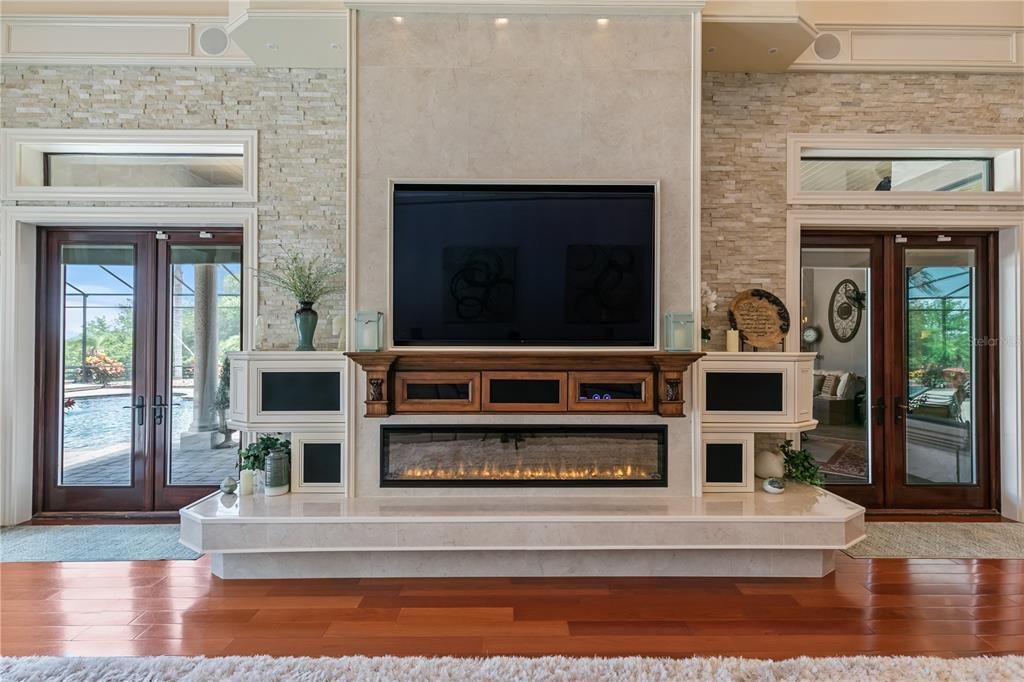 Family Room Entertainment Center and Fireplace