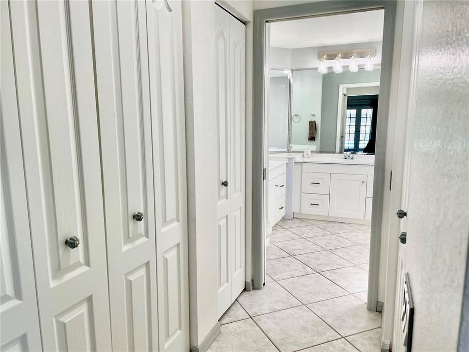 Double walk-in closets and a linen closet