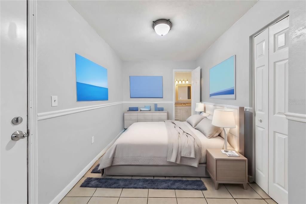 Virtually staged bedroom area