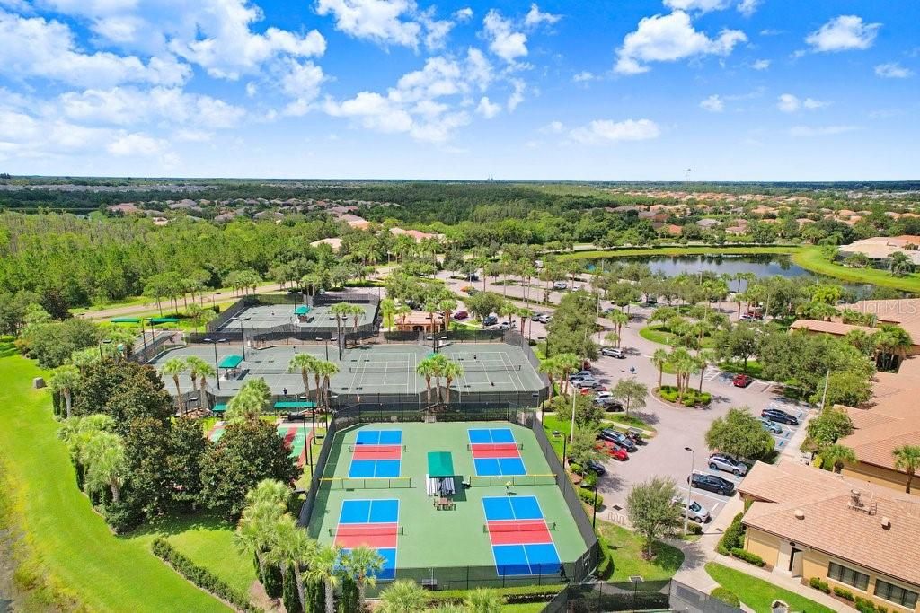 Tennis courts AND pickleball courts AND bocci ball AND shuffleboard!  You can play year round too!