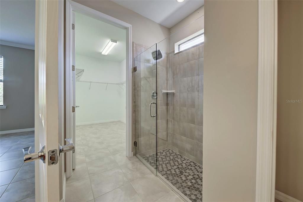 Lots of room in the shower and in the walk in closet.