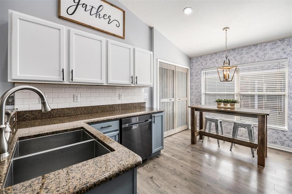 Kitchen with a great use of space with sunny eat-in area