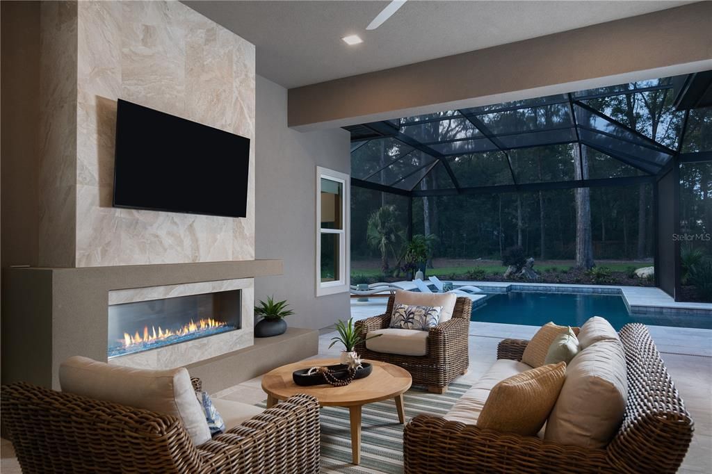 Linear gas fireplace