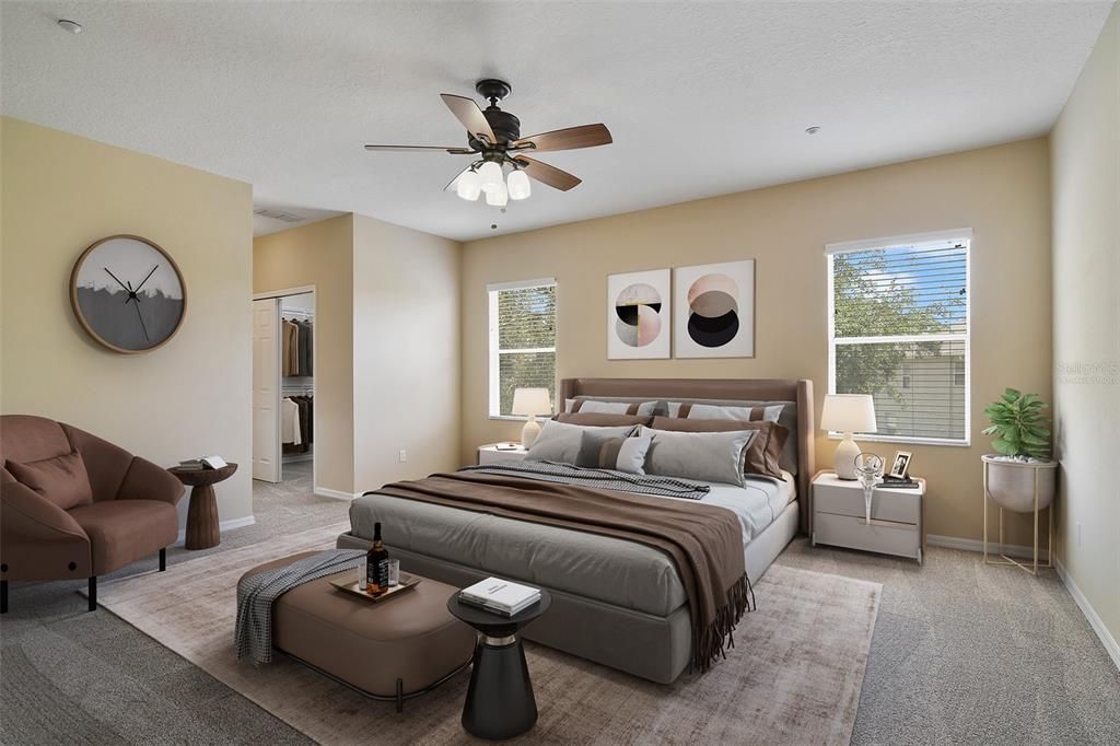 Split from the others, your PRIMARY SUITE serves as a tranquil retreat with twin windows that let the light pour in, DUAL WALK-IN CLOSETS and a well appointed private en-suite bath with a brand new shower enclosure (2024)! Virtually Staged.