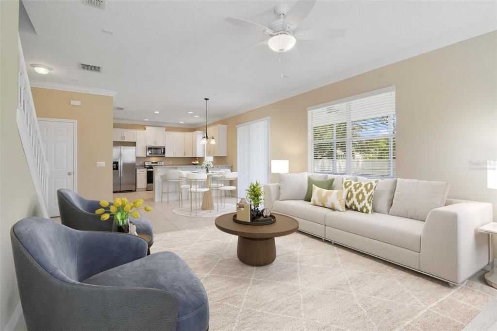 FAMILY ROOM/EAT-IN KITCHEN. Virtually Staged.