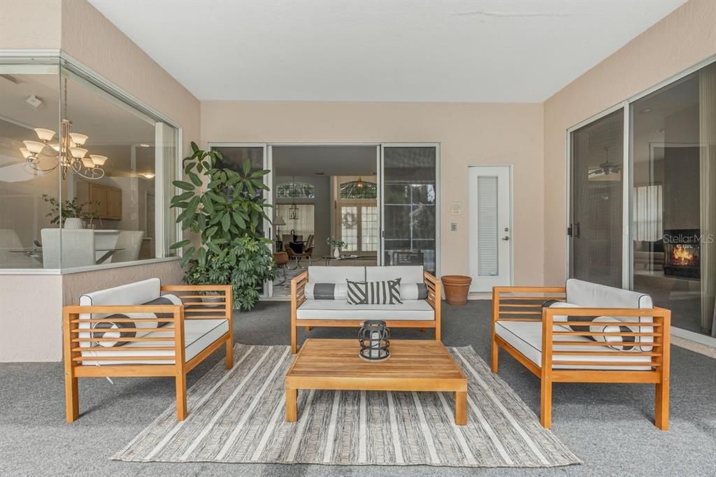 View from pool to formal living room